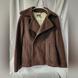 J. Crew Melton wool women's peakcoat. Brown.